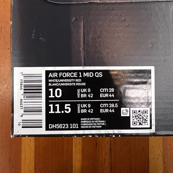 Nike Air Force One Mid - University Red and Midnight Navy - Picture 3 of 3